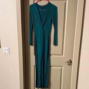 Elegant Teal Long Sleeve Dress